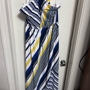Soma Striped Maxi Dress - Blue, Yellow, White